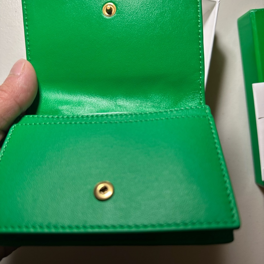 Bottega Veneta Woven Leather Green Card Case - Picture 6 of 9